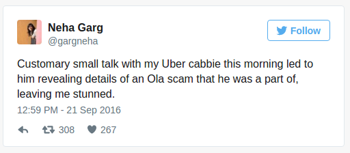 Twitter chat about Ola